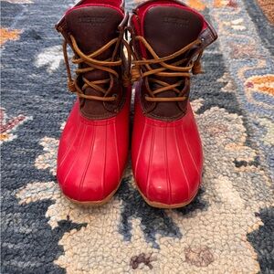 Sperry Women’s Red and Brown Top Sider Rain Boots
